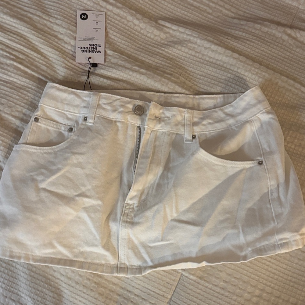 White Denim Mini Skirt